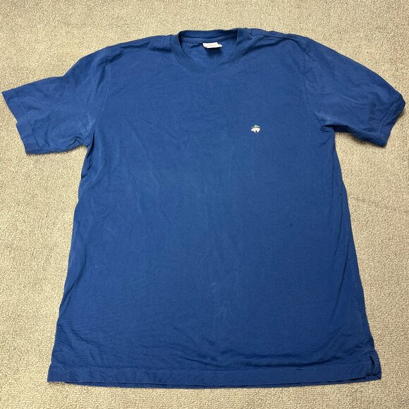 STAINS Brooks Brothers Shirt 346 Mens Large Short Sleeve Blue T-Shirt Logo - Picture 1 of 9